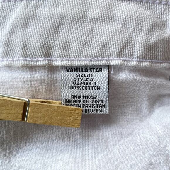 Vanilla Star Juniors Sz 11 Mom Jean White Raw Rolled Cuff Distressed StretchNEW - Picture 10 of 13
